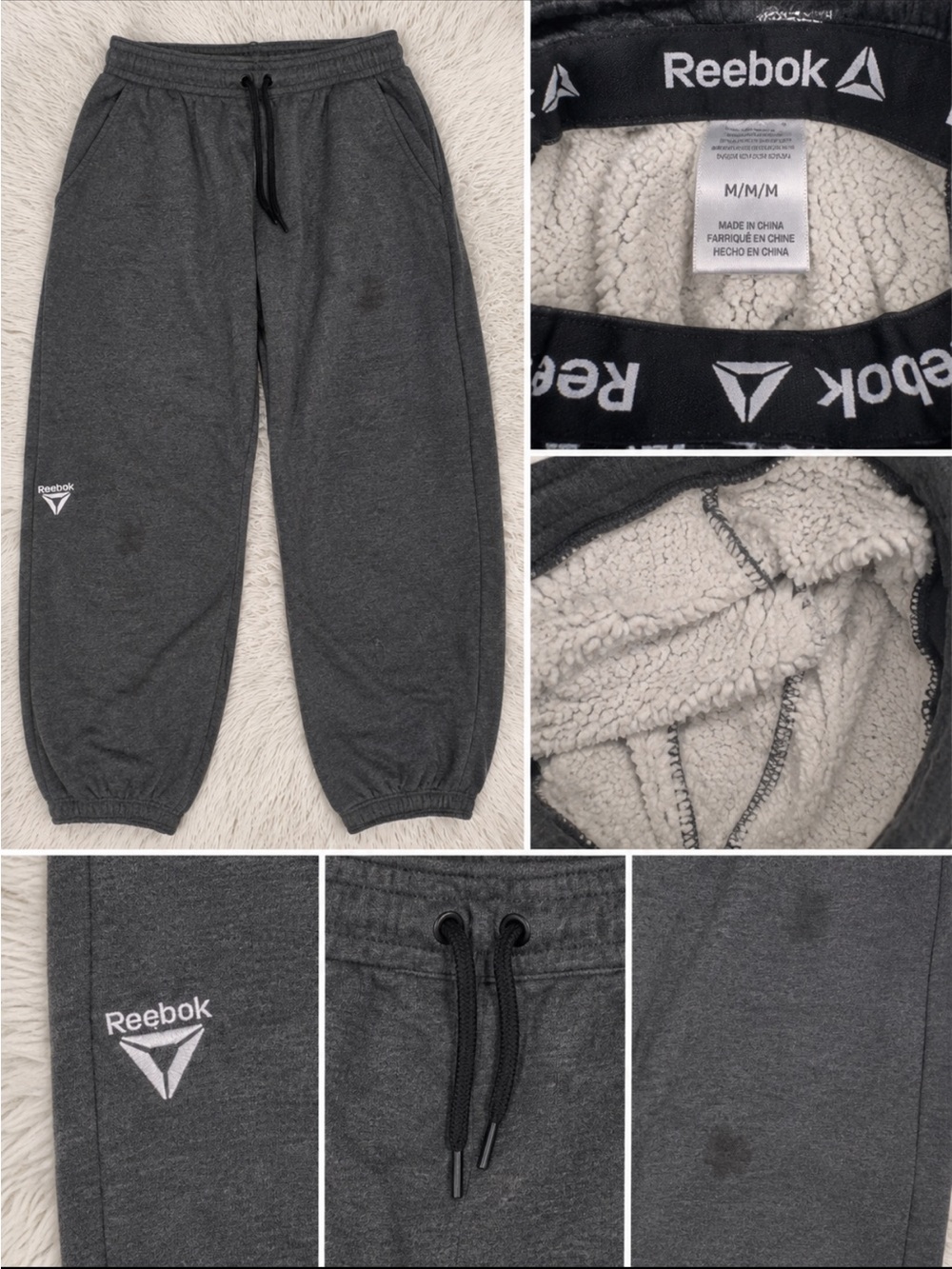 Reebok Kids Gray Fleece-Lined Joggers
